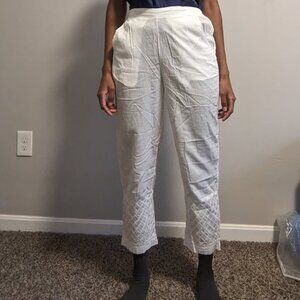 White Fabindia chikankari trousers
